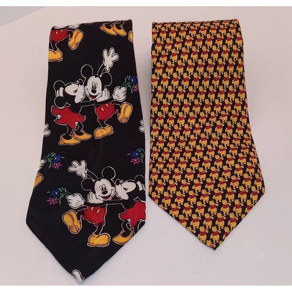 Vintage Other - Lot of 2 Vintage Silk Novelty  Neck Ties Mickey Mouse Winnie The Pooh Kidcore